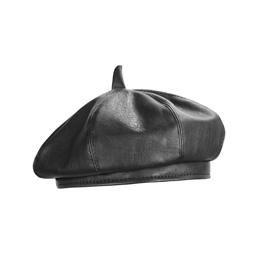 1143 Pu Leather Artist Beret Hat For Women Inner Sweatband With Size